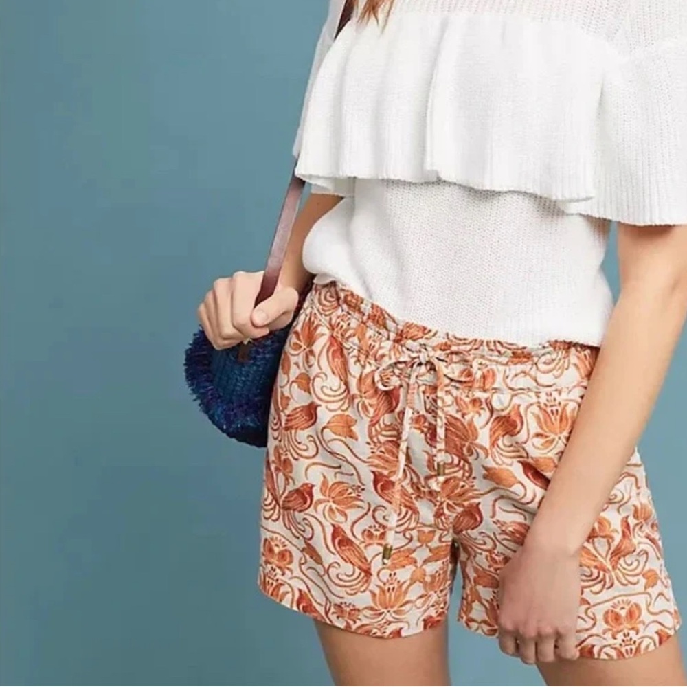 Anthropologie Jolene Drawstring Pocket Linen Shorts S